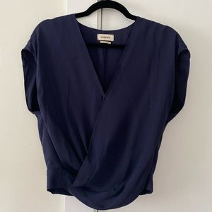 L’Agence navy draped top, 100% silk